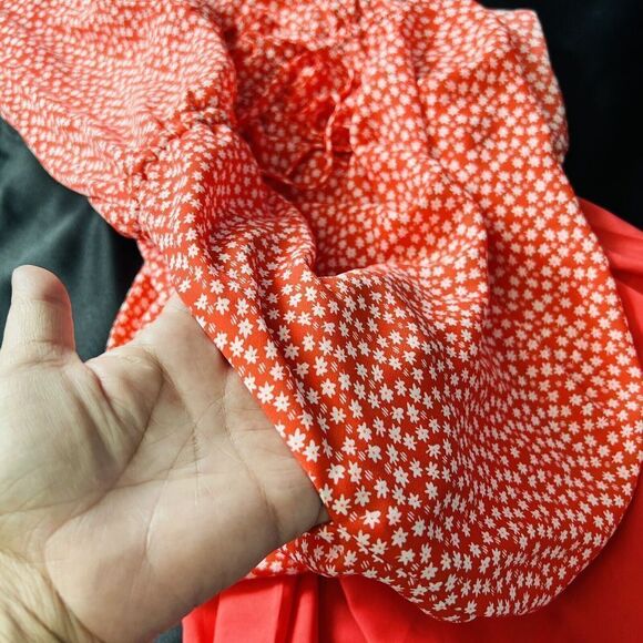 Gap Women XS Red Floral Flower Casual Dress Spring Summer Tie Waist 0672 - Picture 10 of 11